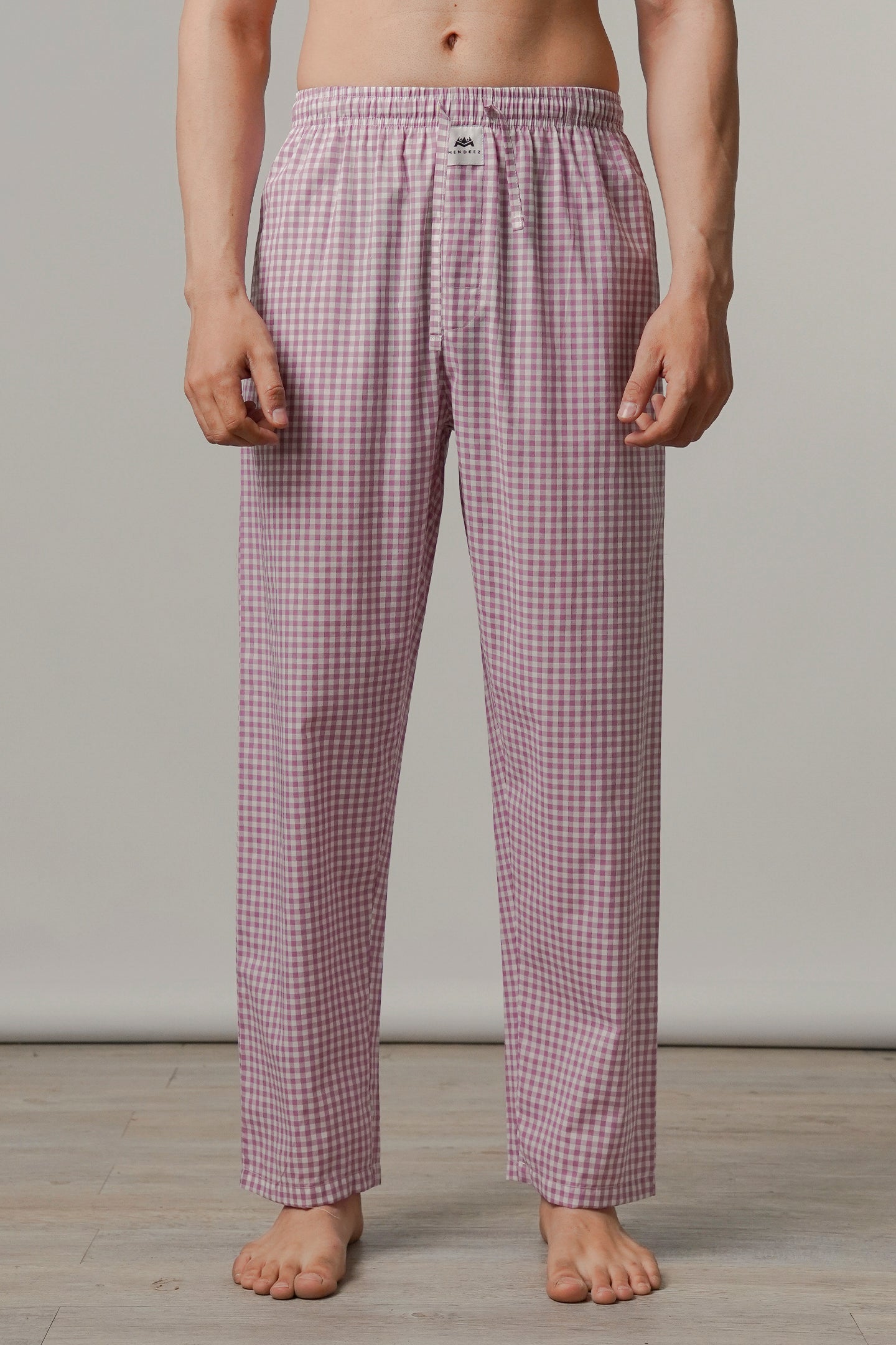 Check Woven Pajamas - Pink - FA - Mendeez