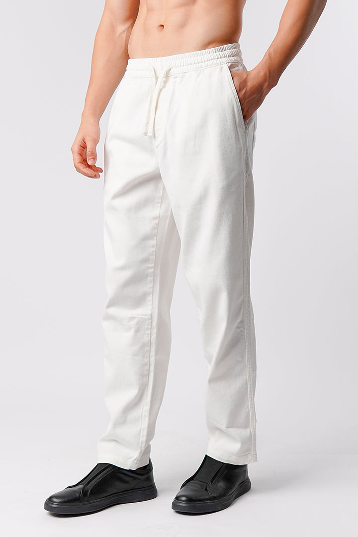 Straight Jogger Pants - White - Mendeez