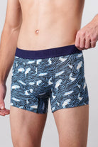 Fish Printed Boxer Trunks - Blue - Mendeez
