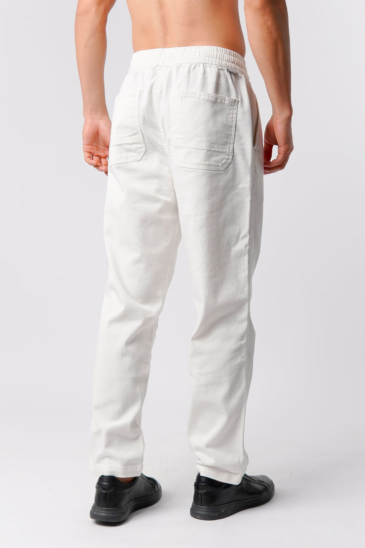 Straight Jogger Pants - White - Mendeez