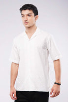 Self Texture Cuban Shirt - White - Mendeez