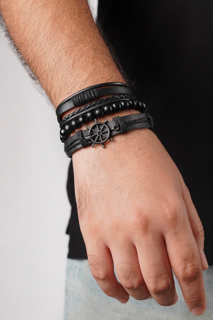 Adjustable Braided Bracelet - Black - Mendeez