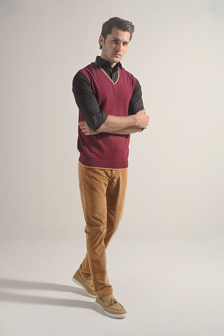 Sweater Vest - Maroon - Mendeez