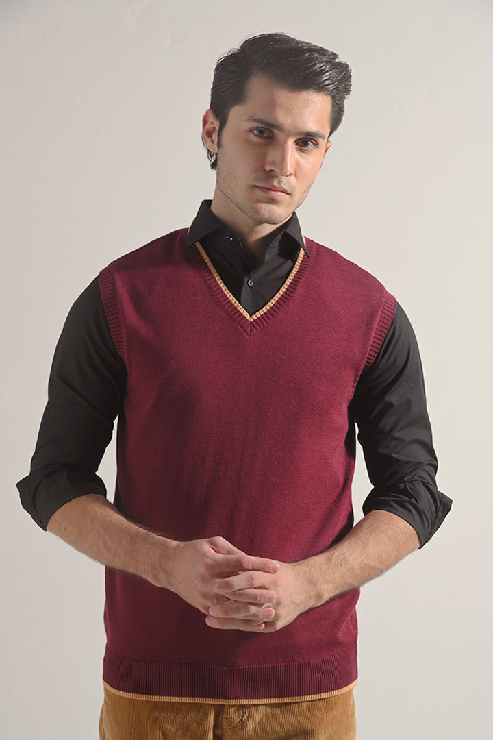 Sweater Vest - Maroon - Mendeez