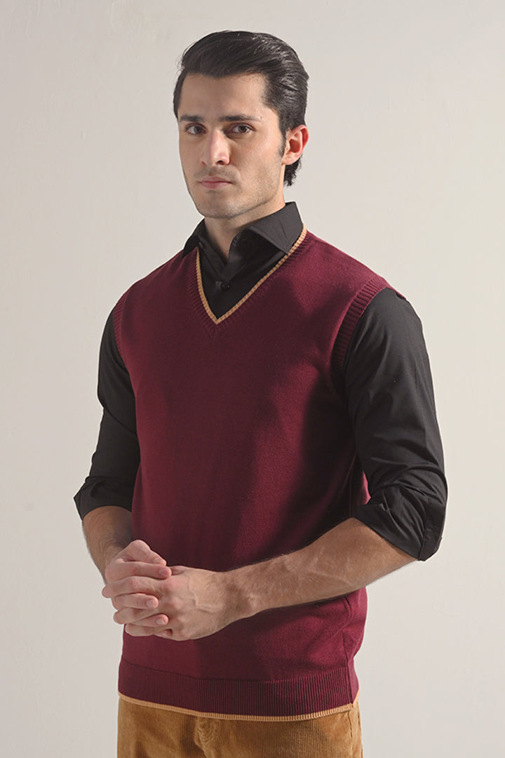 Sweater Vest - Maroon - Mendeez