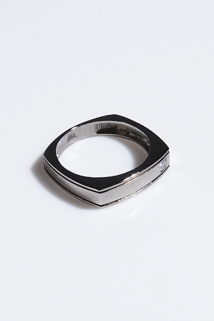 Square Signet Stone Ring - Grey - Mendeez
