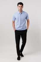 Striped Polo Shirt - Sky Blue - Mendeez