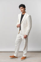 Linen Blazer - White - Mendeez