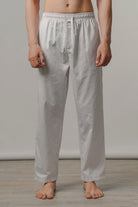 Striped Woven Pajamas - White - FA - Mendeez