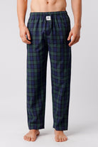 Check Woven Pajamas - Navy Blue & Green - Mendeez