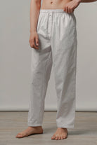 Striped Woven Pajamas - White - FA - Mendeez