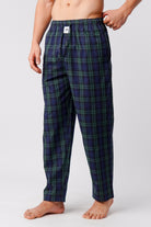 Check Woven Pajamas - Navy Blue & Green - Mendeez
