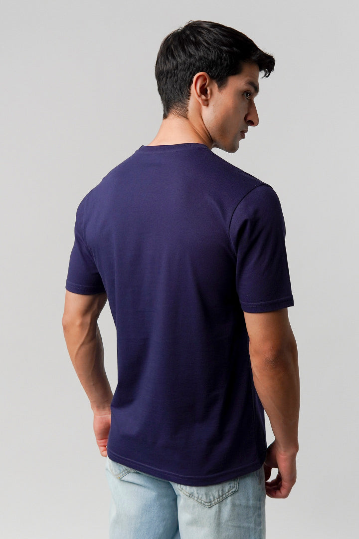 Regular Fit Crew Neck T-Shirt - Navy Blue - Mendeez