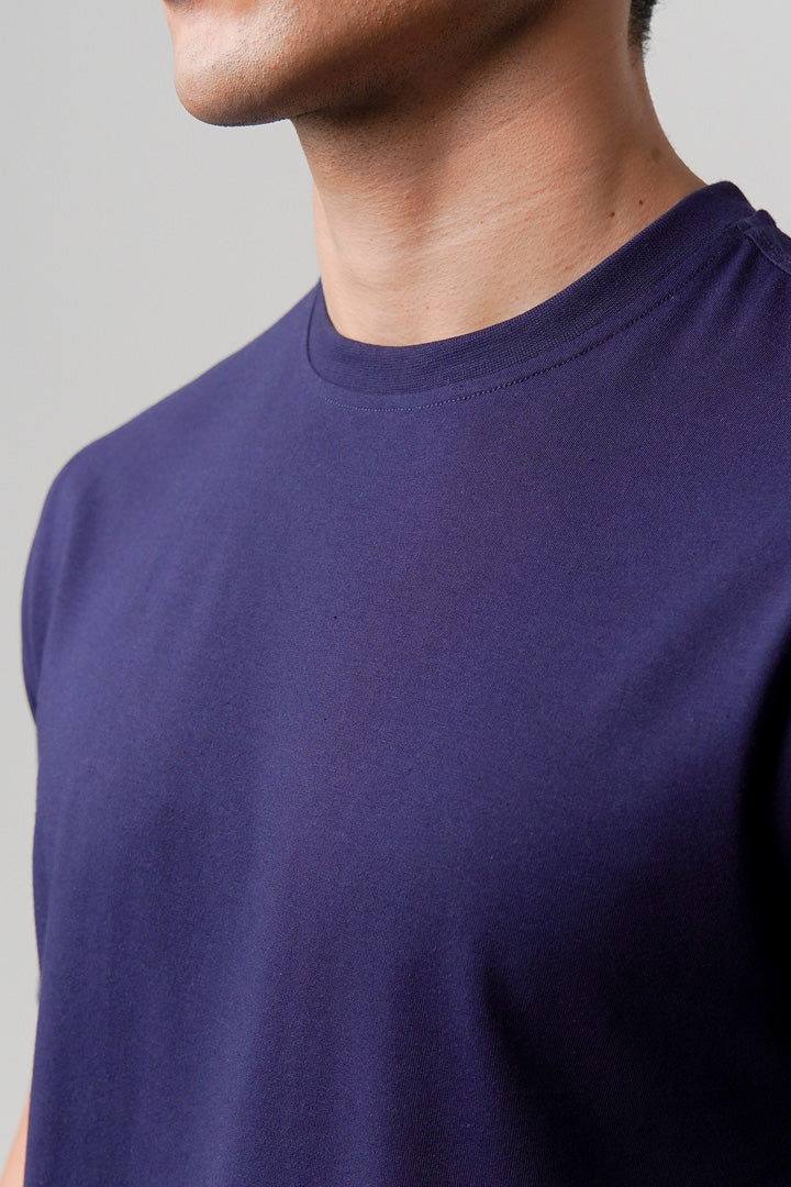 Regular Fit Crew Neck T-Shirt - Navy Blue - Mendeez