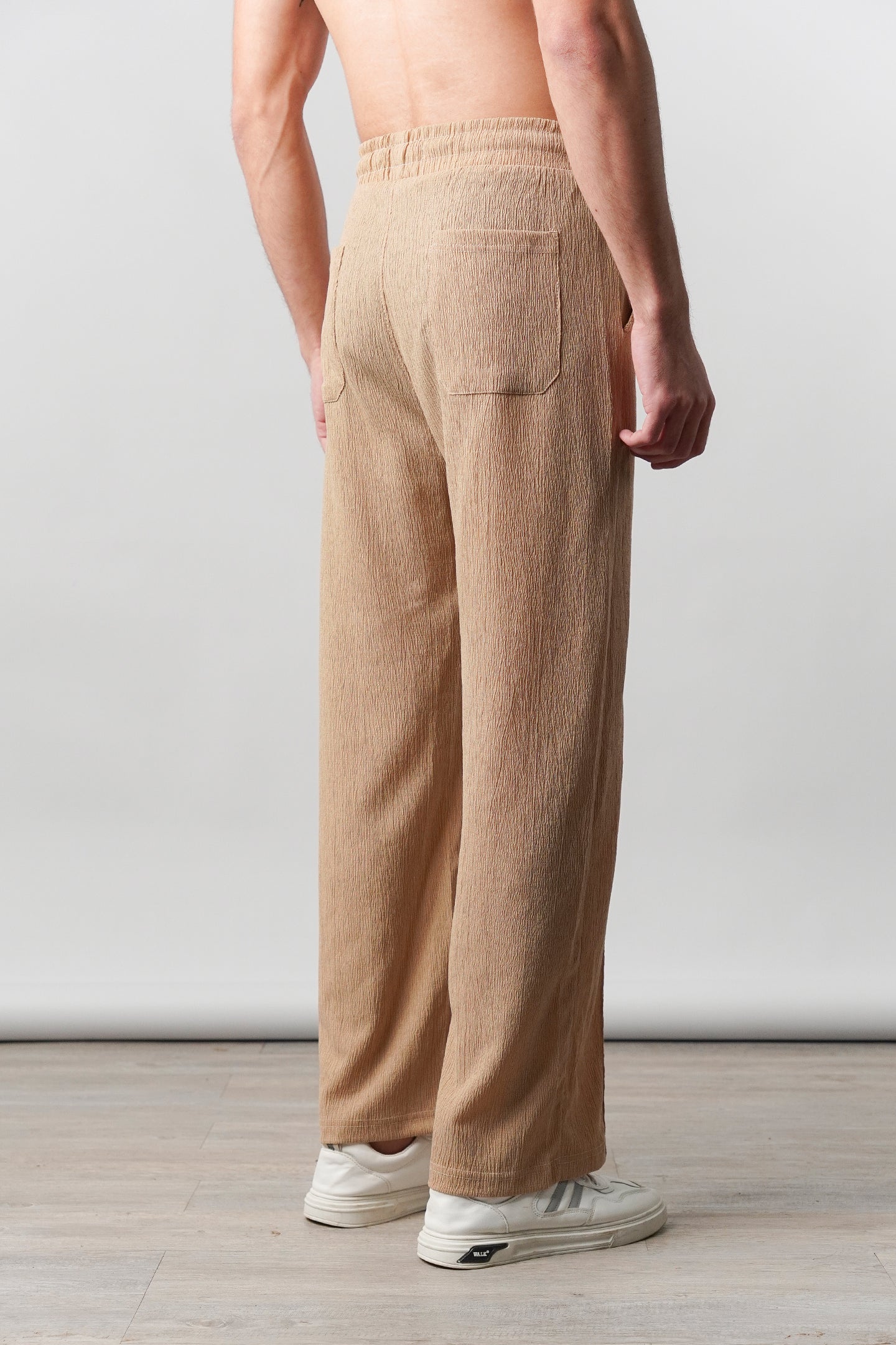Textured Pintex Trouser - Beige - Mendeez