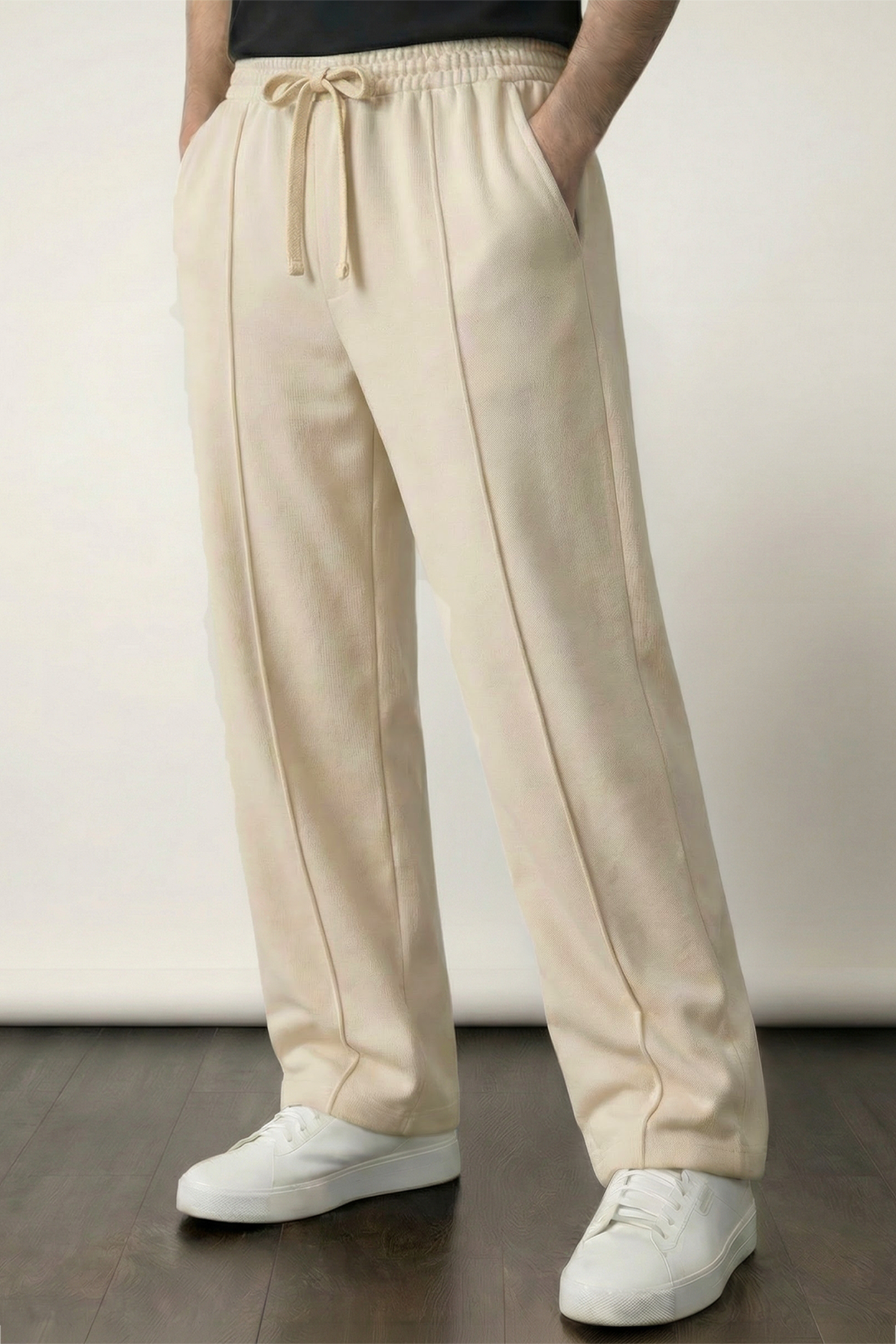 Pintex Jogger Pants - Cream - Mendeez
