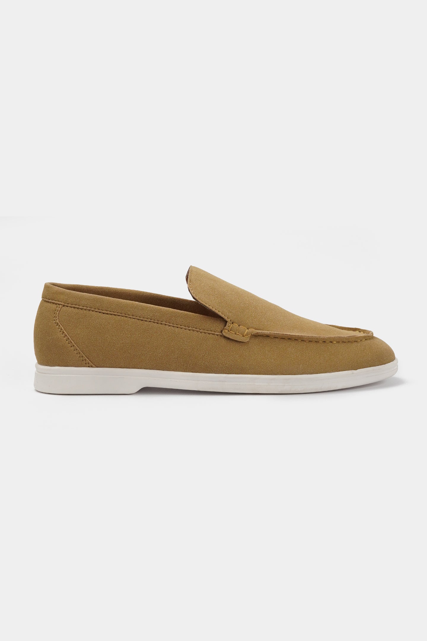 Slip On Suede Loafers - Beige - Mendeez