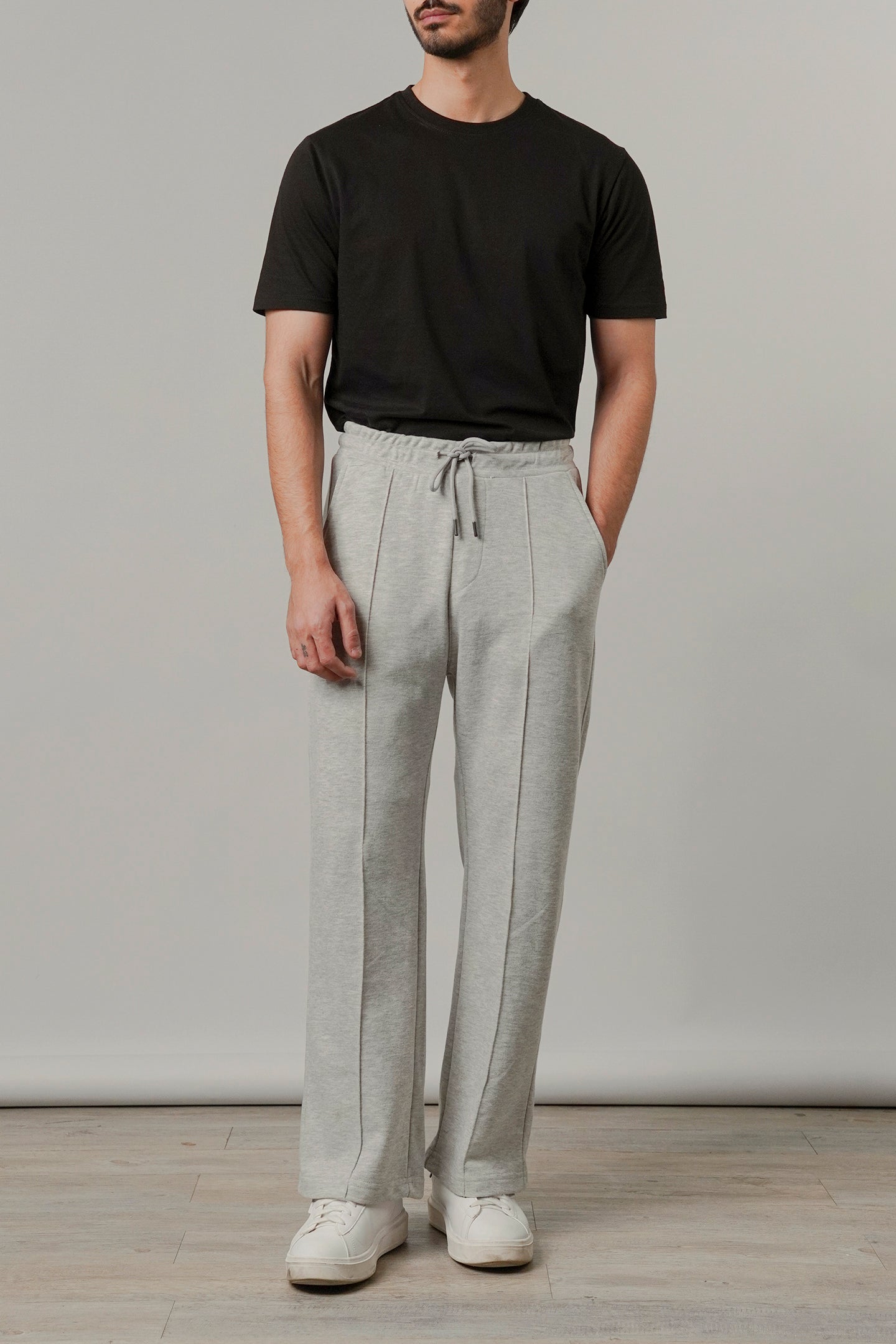 Pintex Jogger Pants - Heather Grey - Mendeez