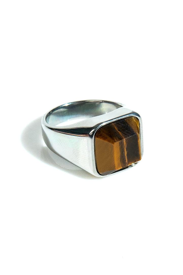 Square Stone Ring - Tiger Eye - Mendeez