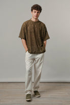 Knitted Oversized T-Shirt - Olive Green - Mendeez