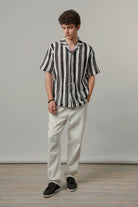 Zebra Striped Cuban Shirt - Black & White - Mendeez