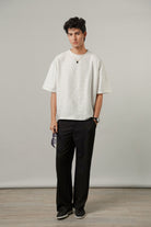 Oversized Textured Tee - White - FA - Mendeez