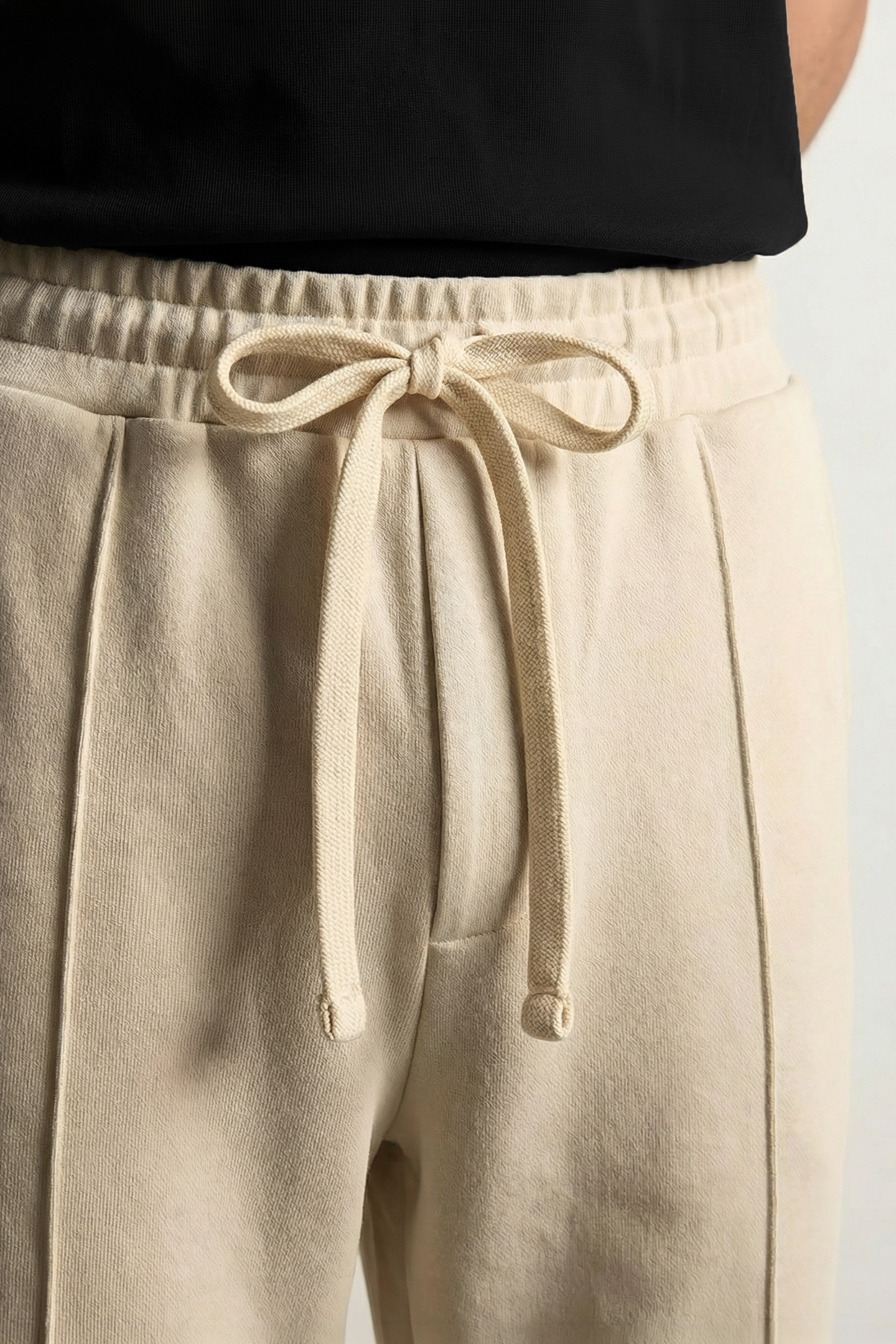 Pintex Jogger Pants - Cream - Mendeez