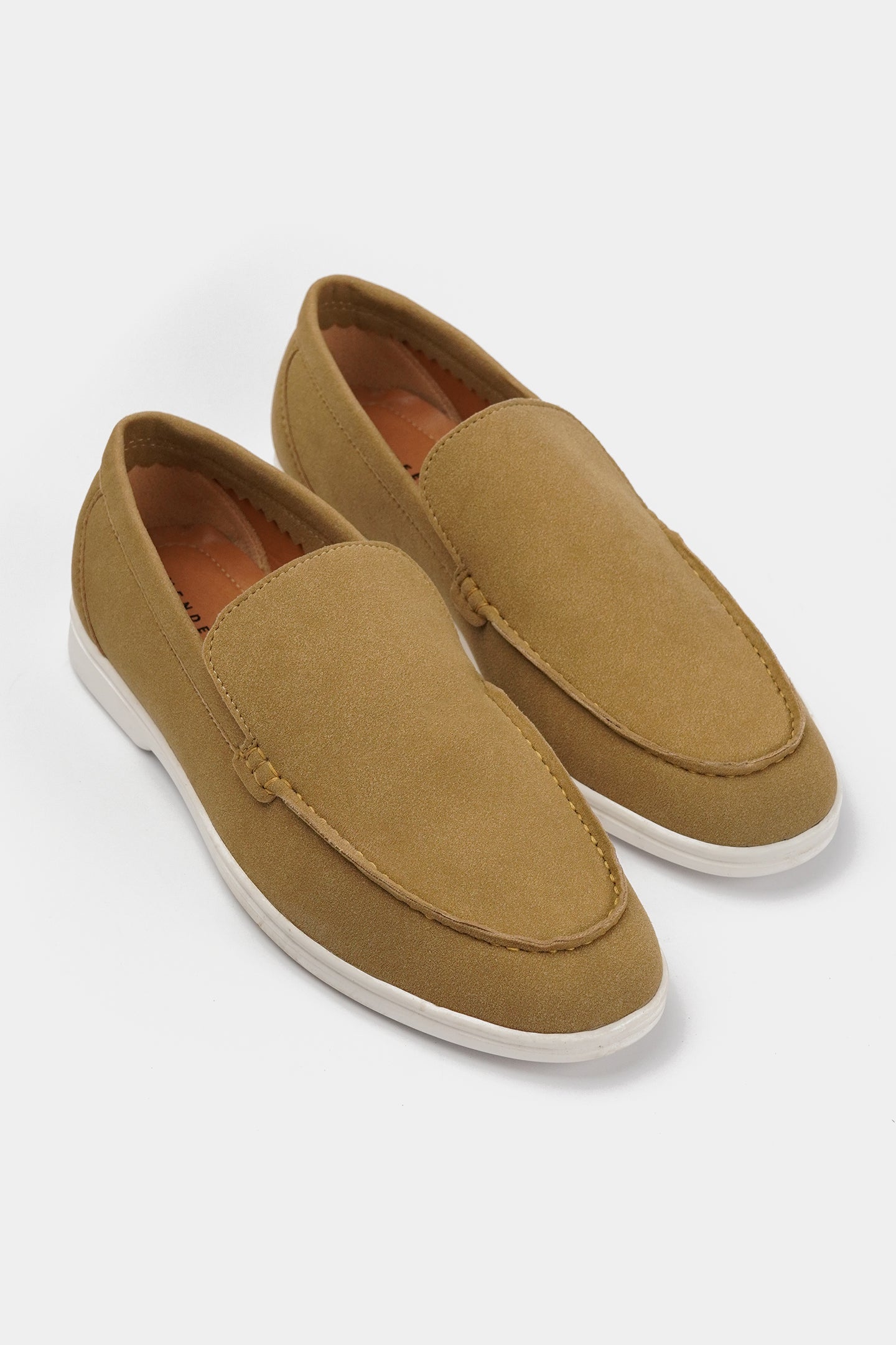 Slip On Suede Loafers - Beige - Mendeez