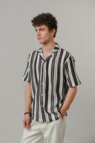 Zebra Striped Cuban Shirt - Black & White - Mendeez