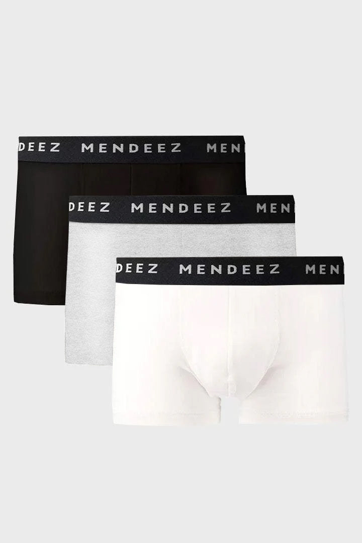 Boxer Trunks - Black, White & Light Grey Pack Of 3 - Mendeez