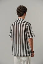 Zebra Striped Cuban Shirt - Black & White - Mendeez