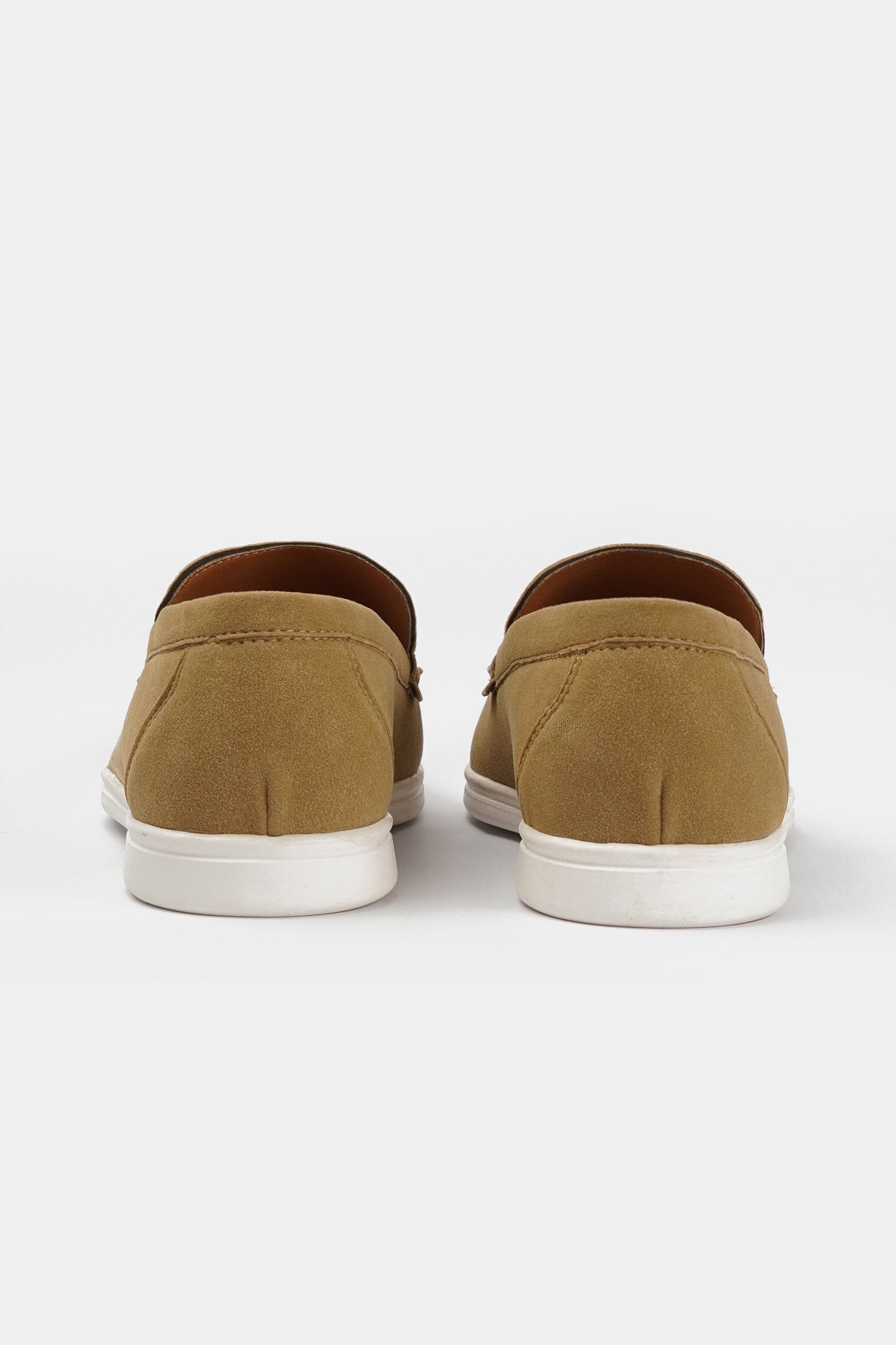 Slip On Suede Loafers - Beige - Mendeez