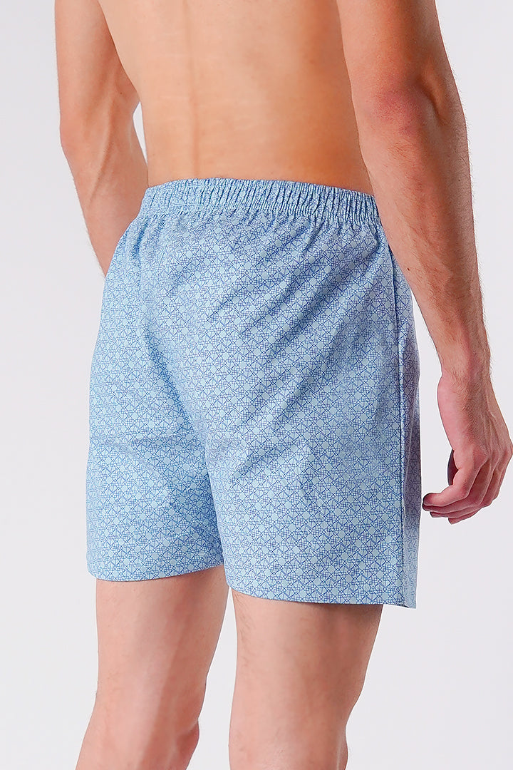 Printed Woven Boxer Shorts - Powder Blue - Mendeez