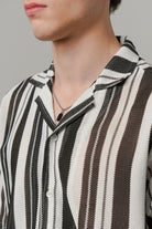 Zebra Striped Cuban Shirt - Black & White - Mendeez