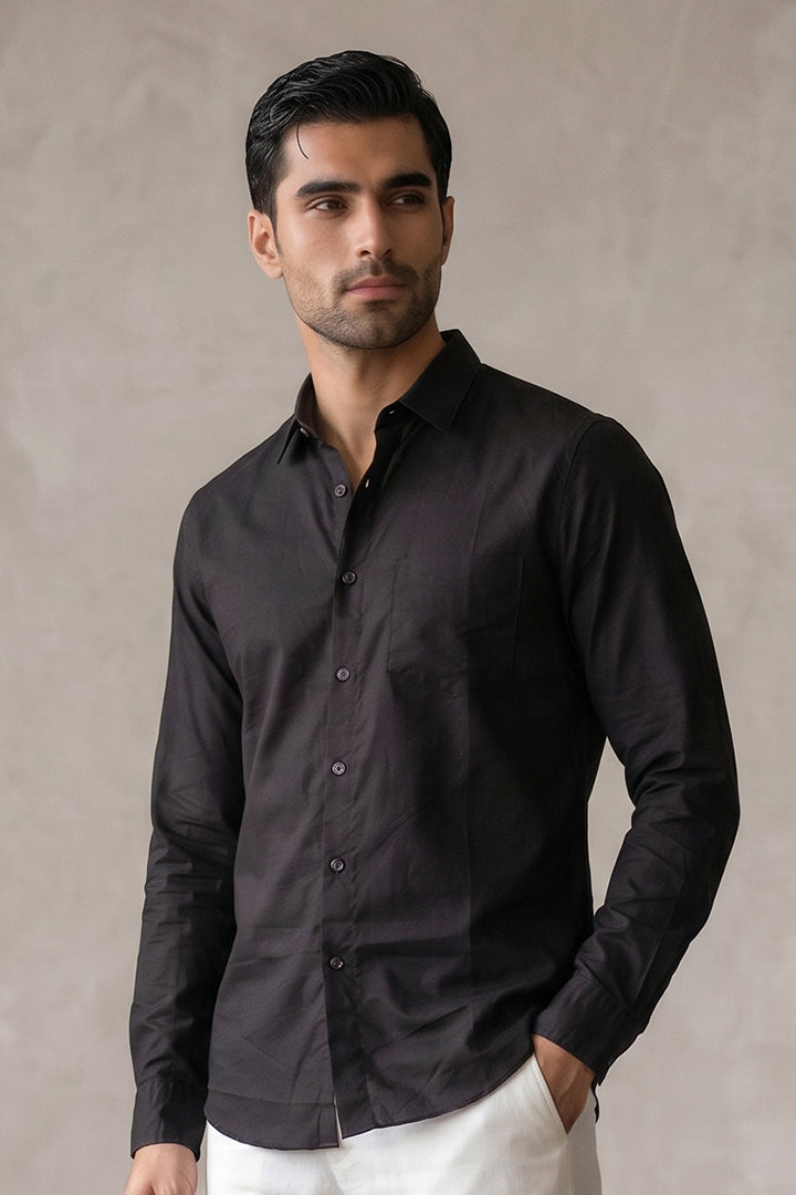 Linen Shirt - Black - Mendeez