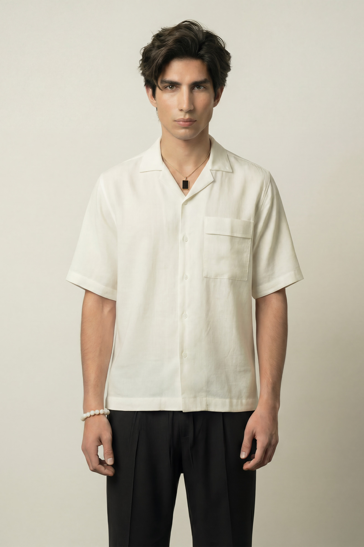 Oversized Cuban Shirt - White - Mendeez