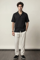 Oversized Cuban Shirt - Black - Mendeez