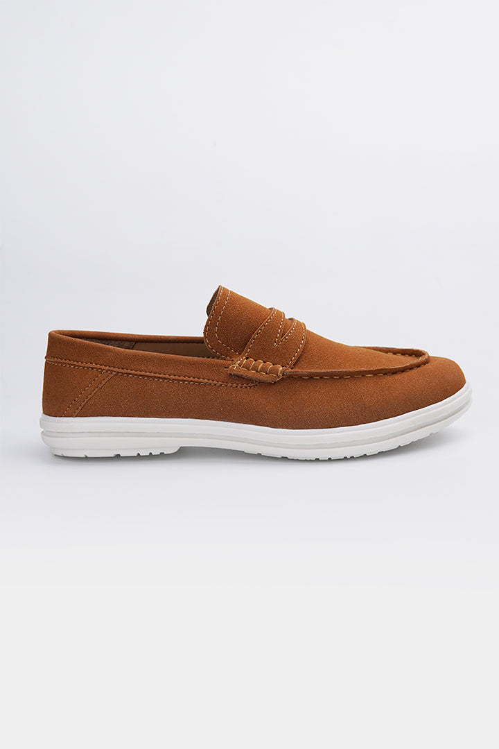 Slip On Suede Loafers - Brown - Mendeez
