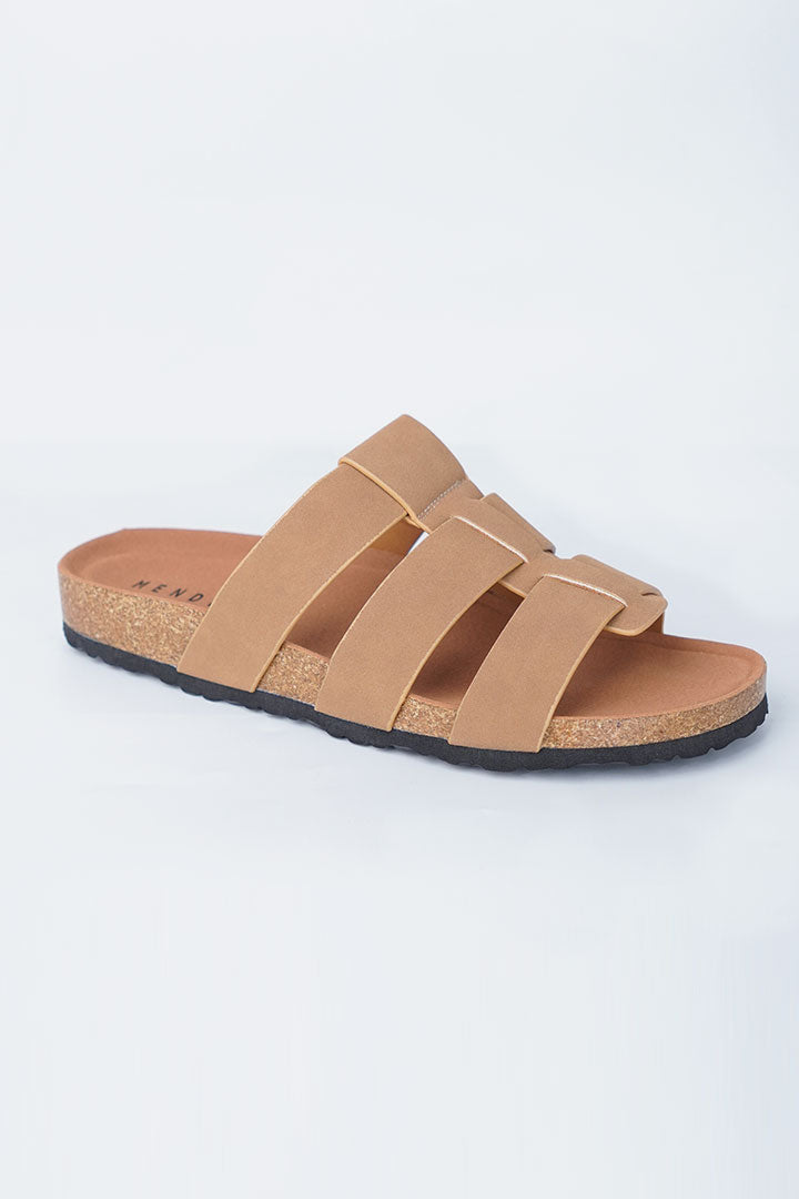 Multi-Strap Gladiator Slides - Camel Tan - Mendeez