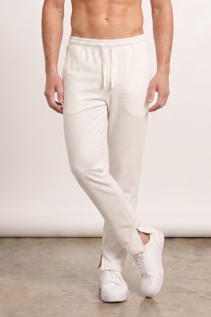 Split Hem Trousers - White-1-MENDEEZ