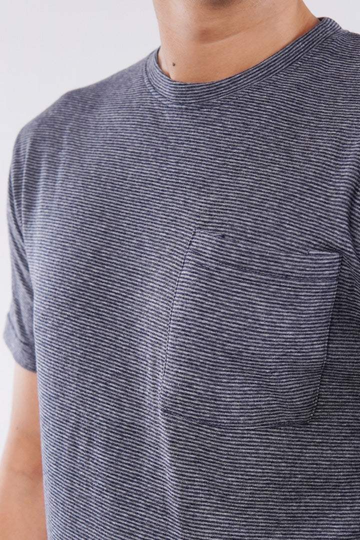 Striped Pocket T-Shirt - Grey - Mendeez