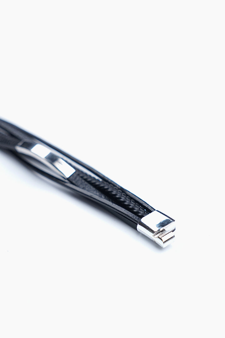 Multi-Layer Black Bracelet with Silver Bar - Mendeez