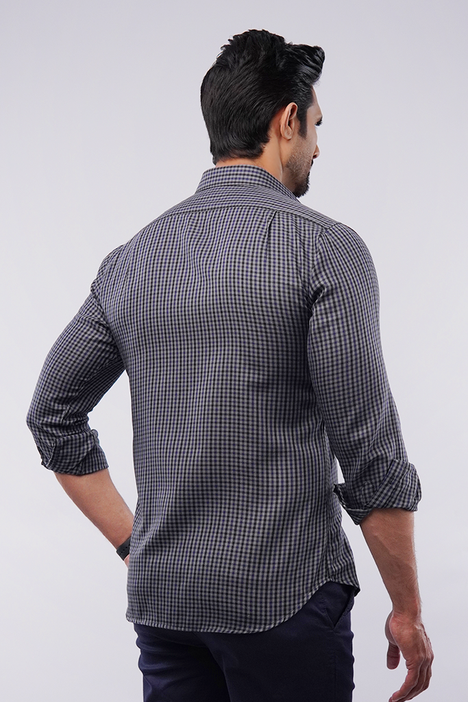 Checkered Button Down Shirt - Grey Micro - Mendeez PK 