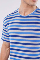 Striped T-Shirt - Grey & Blue - Mendeez