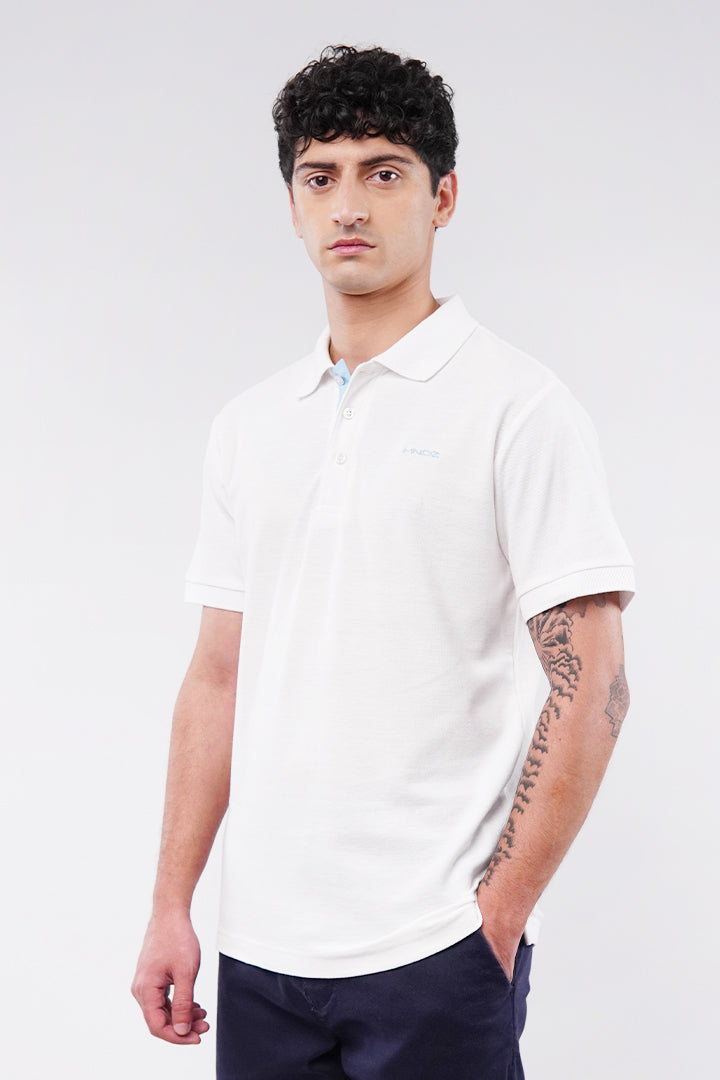 MNDZ Signature Polo Shirt - White - Mendeez