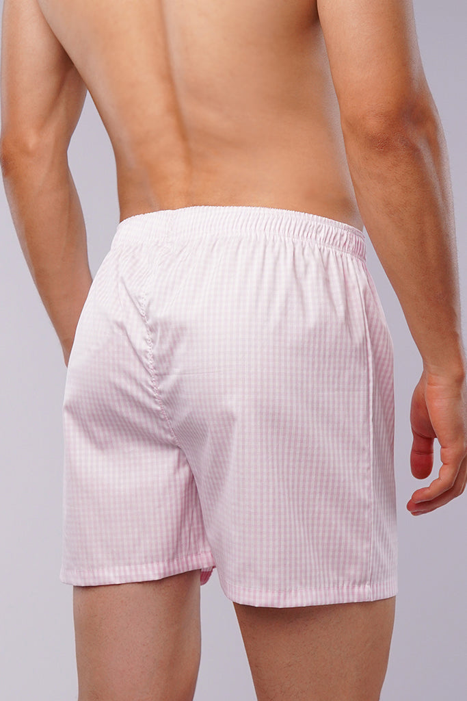 Check Woven Boxer Shorts - Pink Micro - Mendeez