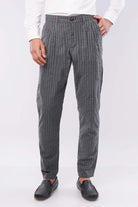 Striped Pleated Pants - Black & Grey - Mendeez