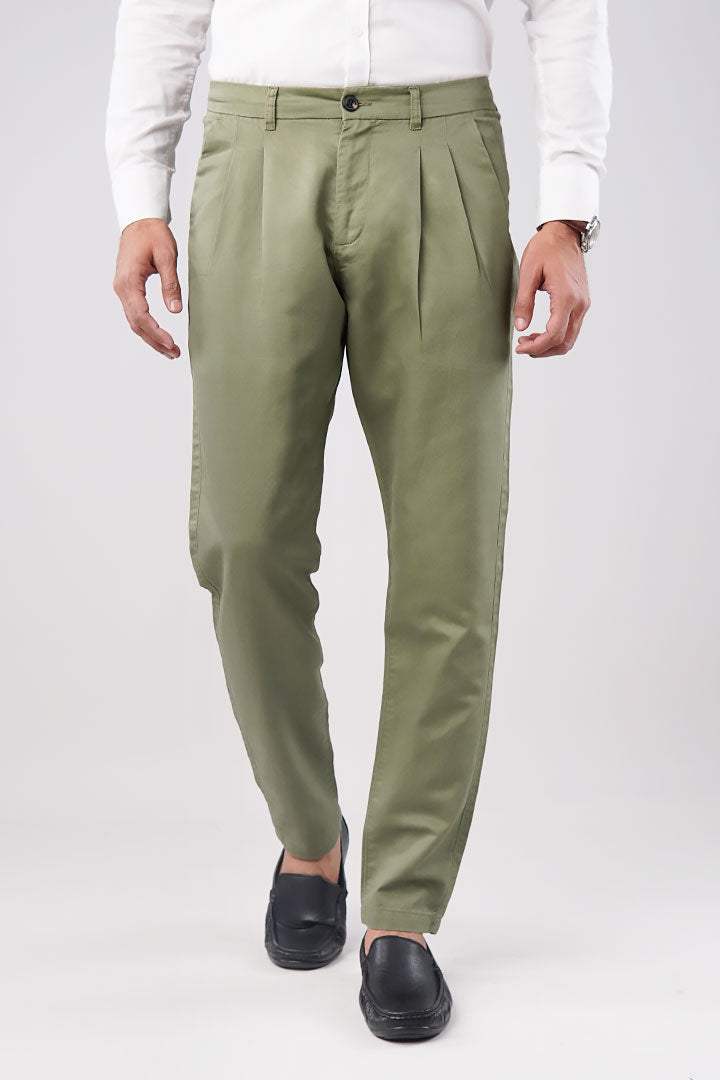 Pleated Pant - OLIVE - Mendeez PK 