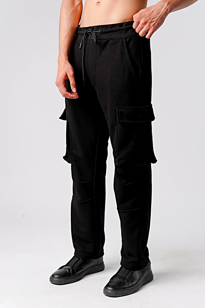 Knit Cargo Trouser- Black - Mendeez