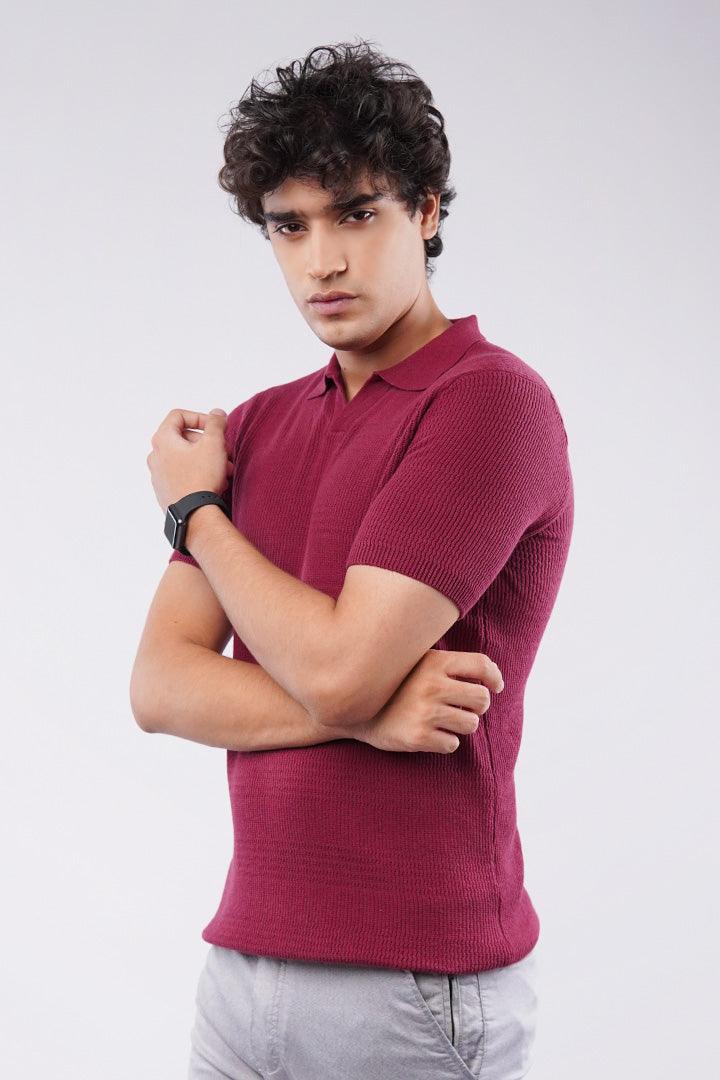 Johnny Collar Polo Shirt - Maroon - Mendeez